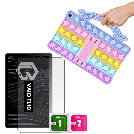 Kit Capa Maleta Suporte Adaptável para tablet Vaio TL10 + Película de hidrogel