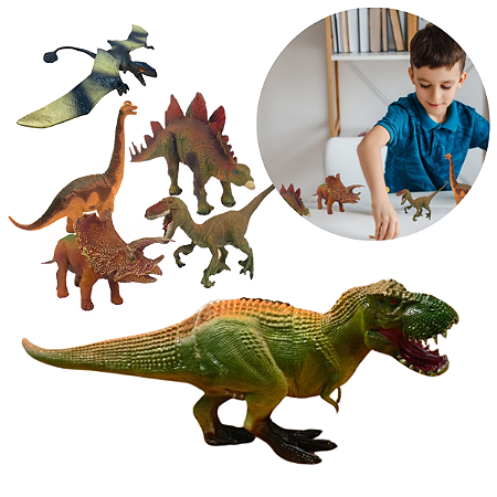 Dinossauro Brinquedo Infantil Para Crianças de Borracha Bonecos Colecionáveis Multikids