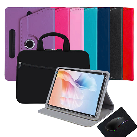 Kit Completo Capa Giratória com Suporte Para Tablet Atouch Se Pro + Mouse + Mousepad + Luva de Proteção
