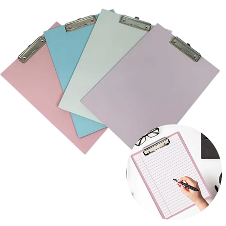 Prancheta Para Papel A4 Colorida Com Prendedor de Metal Oficio Alta Eficiência