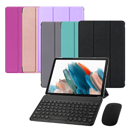 Capa Smart Case Para Tablet Samsung Galaxy Tab A9 8.7” X110 X115 + Teclado e Mouse Bluetooth
