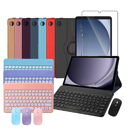 Kit Completo para Tablet Samsung A9 Plus: Capa Giratória, Teclado com Mouse Bluetooth e Película de Vidro | Proteção Completa
