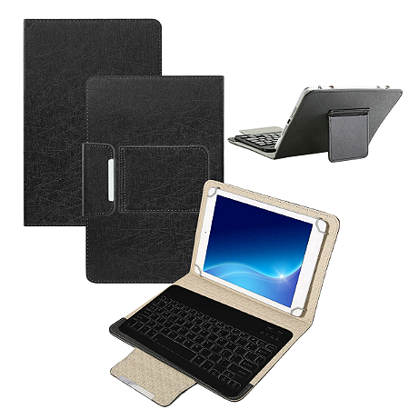 Capa com Teclado Bluetooth para Tablet 10" Universal Removível Magnético - Compatível com Xiaomi Redmi Pad SE