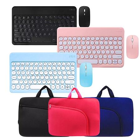 Kit p/ Tablet Samsung Galaxy S10 com Teclado e Mouse Bluetooth + Luva Protetora 13.3”