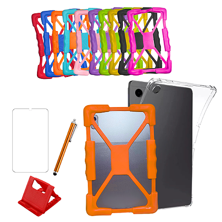 Kit Completo para Samsung Galaxy Tab A9 8.7 | Capa Dupla (Emborrachada + Silicone), Película, Caneta Touch e Suporte