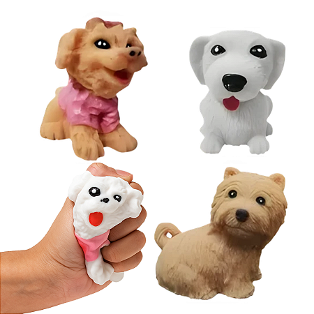 1.	Kit Brinquedos Cachorrinhos Fofy Dog Macio Squishies de Apertar | Antistress Colecionável para Crianças