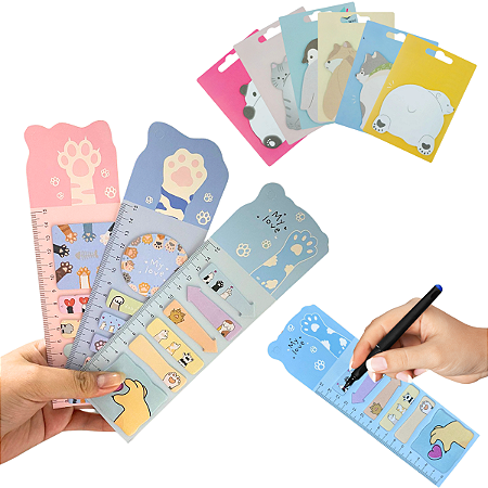 Kit Papelaria Fofa: Bloco de Patinha com Régua Embutida + Post-it de Bichinho | Organização, Estudo e Decoração Criativa