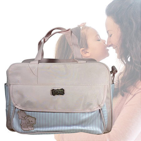 Bolsa Maternidade Rosa Bordado de Gatinhos Design Delicado e Espaçosa
