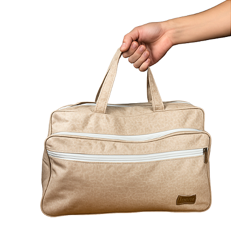 Bolsa Maternidade de Oncinha Bege Espaçosa, Moderna e Super Funcional