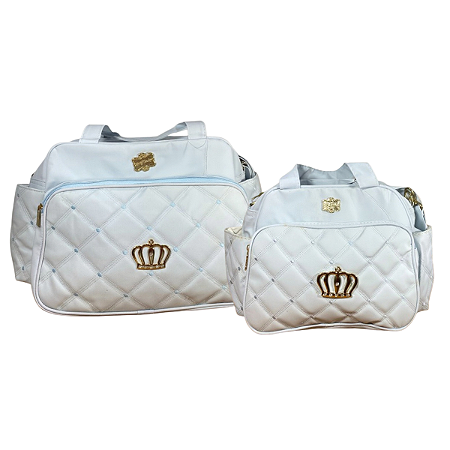 Kit Maternidade Azul c/Coroa Bolsa e Frasqueira, Praticidade e Estilo