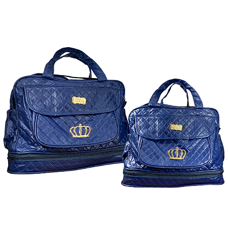 Kit Bolsa Maternidade Azul Marinho C/ Coroa Organização e Elegância