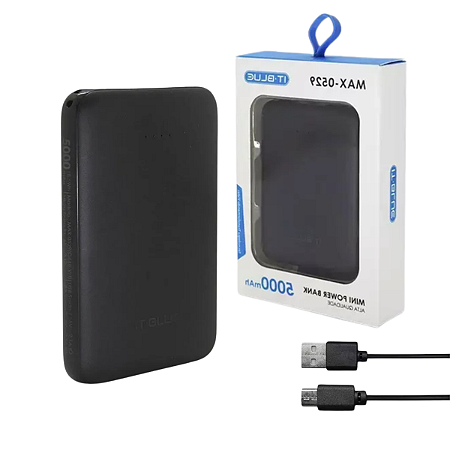 Power Bank 5000mAh MAX-0529 Mini Compacto 2 Saídas USB