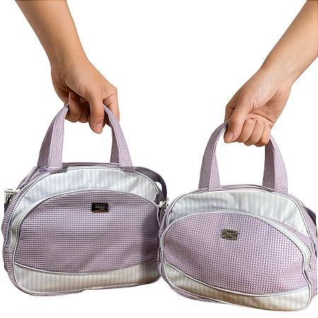 Kit Bolsa Maternidade Lilás 2 Peças, Grande + Pequena