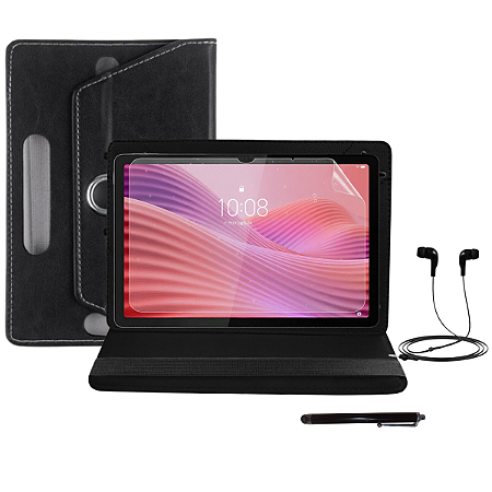 Kit Capa Giratória para Tablet Lenovo 10.1 + Película + fone