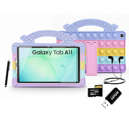 Kit Capa Pop It p/ Samsung Tab A11 8.7 + Acessórios + Cartão 64GB