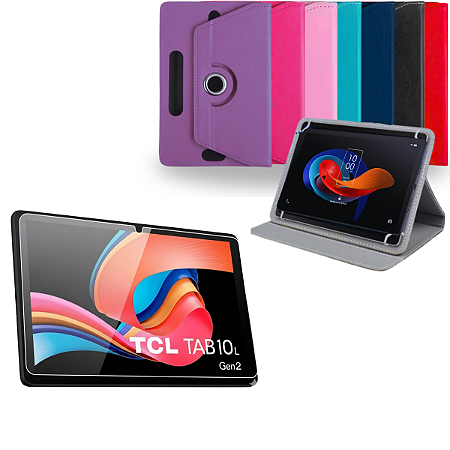 Kit Capa Giratória + Película Hidrogel P/ Tablet TCL Tab 10L