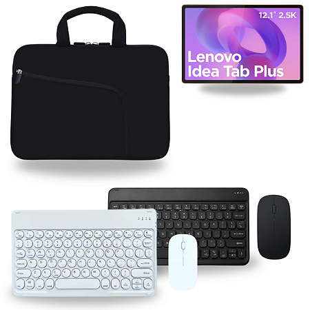 Kit Teclado e Mouse + Luva Para Tablet Lenovo Idea Tab Plus