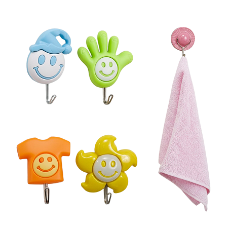 5 Ganchos de Parede Infantil Sem Furo Estampas Sortidas