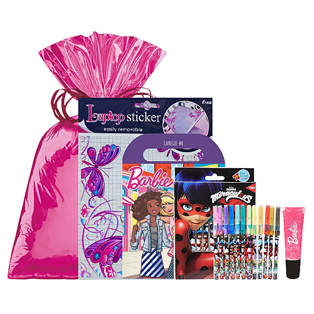 Kit Presente P/Menina Gloss e Livro da Barbie +3 Itens fofos