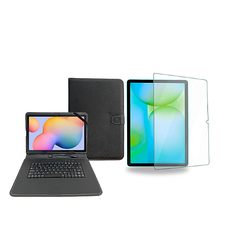 Capa C/Teclado Preto+ Película De Vidro P/Tablet Samsung S10
