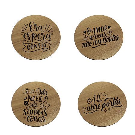 Kit 4 Porta Copos Redondo Personalizados com Mensagens de Fé