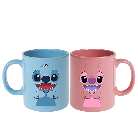 Caneca Decorativa Personalizada Stitch / Angel de Cerâmica