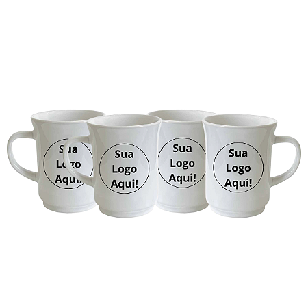 Kit de Caneca de Porcelana Branca Personalizável e Logotipos