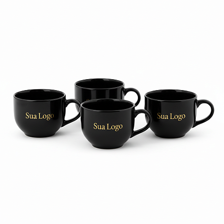 Kit com 4 Xícaras Porcelanas p/ café com logo personalizada p/ empresas