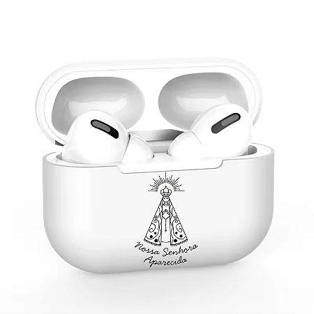 Capa Case p/ AirPods Pro 3 branco, Silicone Reforçado - nossa senhora aparecida