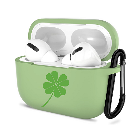 Capa Case Para AirPods Pro 3 verde, Silicone Reforçado - Trevo da sorte