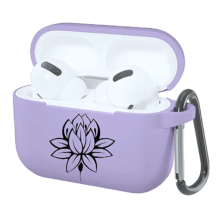 Capa Case p/ AirPods Pro 3 Lilás, Silicone Personalizado - Flor de Lótus