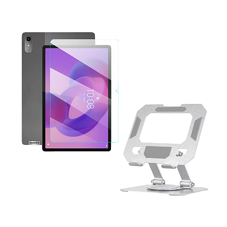 Kit p/ Tablet Lenovo Idea tab11 Película de vidro + Suporte de metal Premium