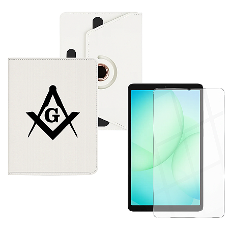 Kit Capa Giratória p/ Tablet Samsung A11 8.7 Branco+Película