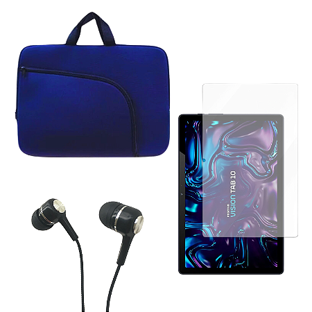 Kit Película Hidrogel Anti Queda + Fone + Bolsa p/ Tablet Positivo Vision Tab 10