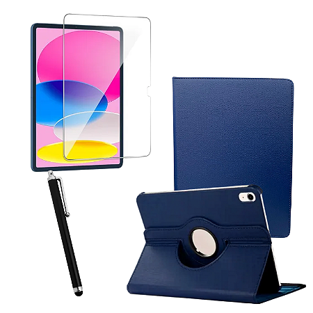 Kit Capa Giratória p/ Ipad 10A 11A A16 2025 +Película Caneta