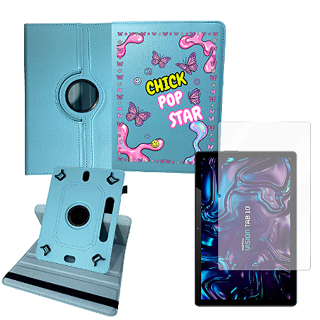 Capa Personalizado Pop Star p/ Tablet Positivo Vision Tab 10 Película Hidrogel