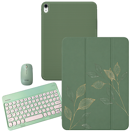Kit Capa Case Smart Auto Sleep  Personalizado p/ Ipad 11 A16 10.9 Mouse Teclado Bluetooth