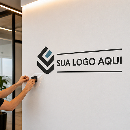 Adesivo com Verniz Personalizado Logo Nome Escritório Empresa p/ Parede