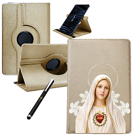 Capa Giratória Personalizada p/ Tablet Vaio Tl10 10.4 Nossa Senhora Caneta Touch