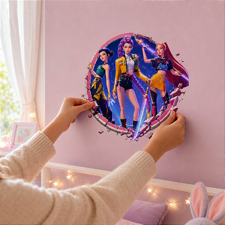 Adesivo de Parede Quarto Infantil Kpop Alta Durabilidade 28cmx28cm - com Verniz Brilho