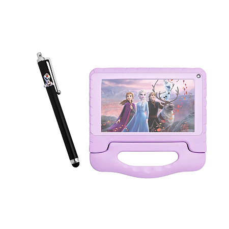 Película Vidro Resistente  + Caneta Touch Personalizado  p/ Tablet Multi Nb416 Infantil Frozen