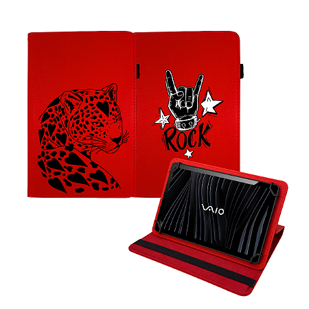 Capa Giratória Personalizada Rock Leoa Anti Risco p/ Tablet VAIO TL10 Tela 10.4