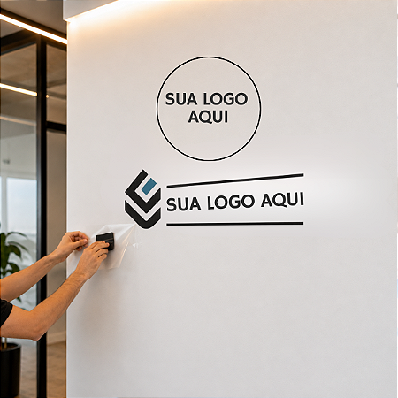 Kit 2 Adesivo com Verniz Personalizado Logo Empresa p/Parede