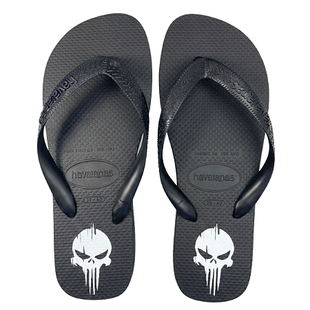 Chinelo Havaianas Personalizado Caveira Preto Estampado