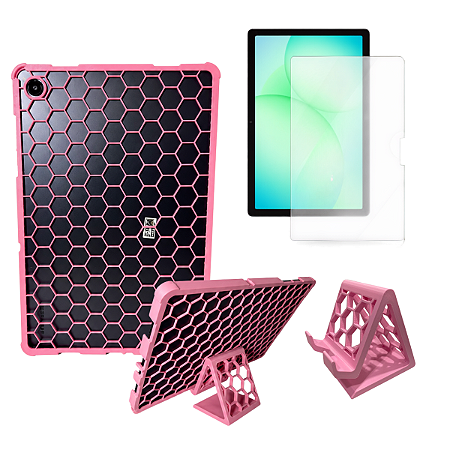 Capa Slim Colmeia + Película Vidro + Suporte p/ Tablet Samsung A11+ Plus