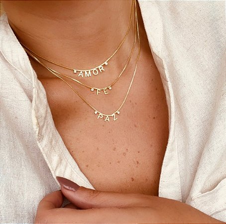 Colar Fé - Dourado - Antialérgico