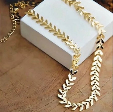 Colar Choker Escama - Dourado - Antialérgico