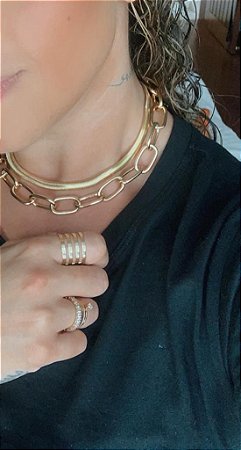 Colar Choker Corrente Elos - Dourado - Antialérgico