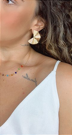 Brinco Leque - Dourado Maior - Antialérgico