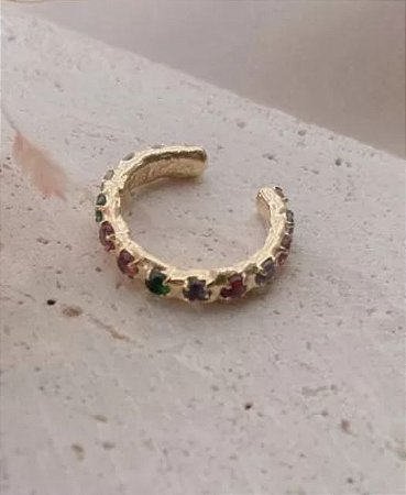 Piercing Encaixe Zircônias Coloridas - Dourado - Antialérgico